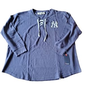 NWT Fanatics Women's Lace-Up Thermal Long Sleeve Shirt, Size 2X